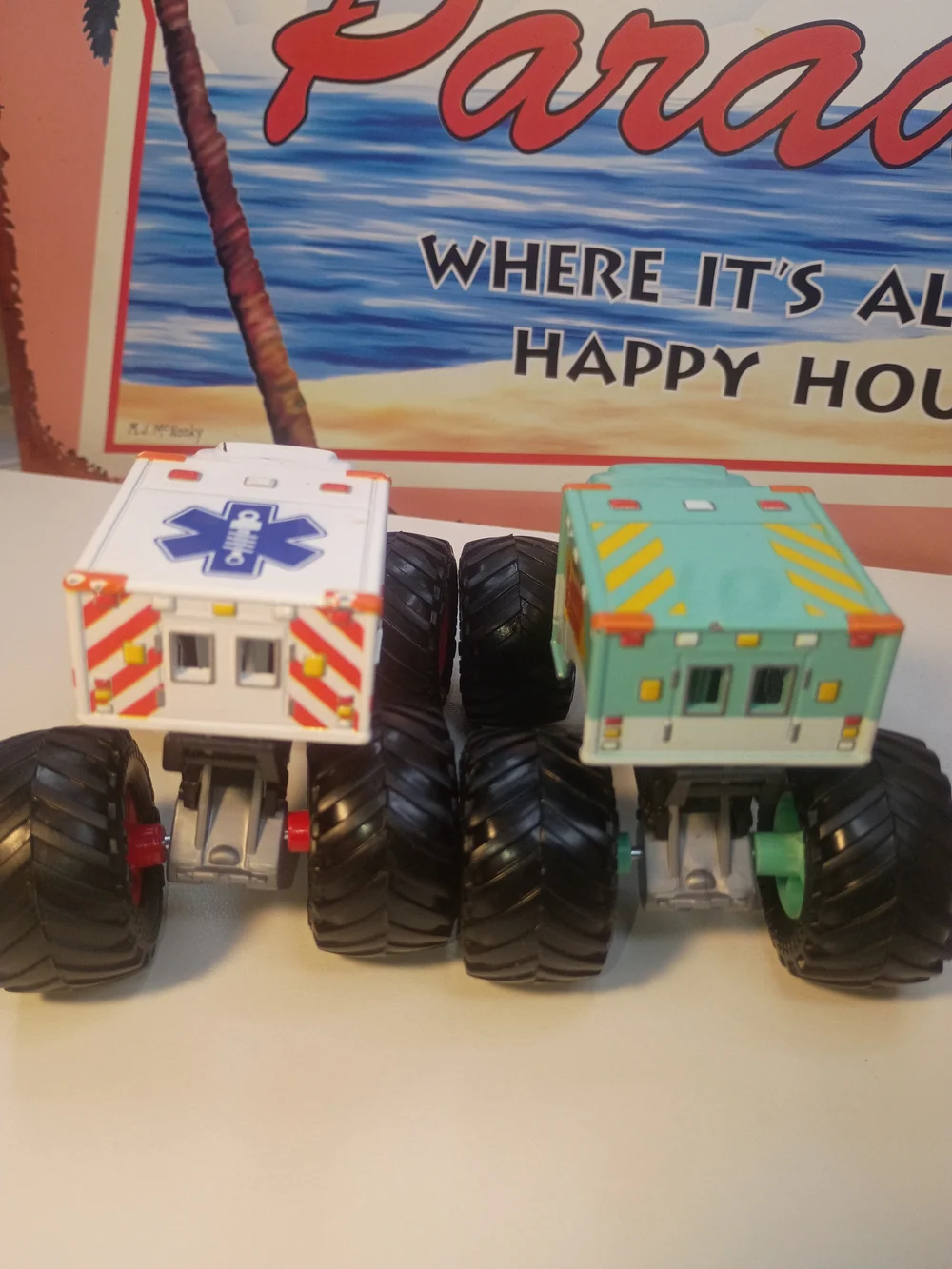 Lot Of 2 Monster Jam Monster Trucks Jambulance & Rescue Ranger 1/64 Scale